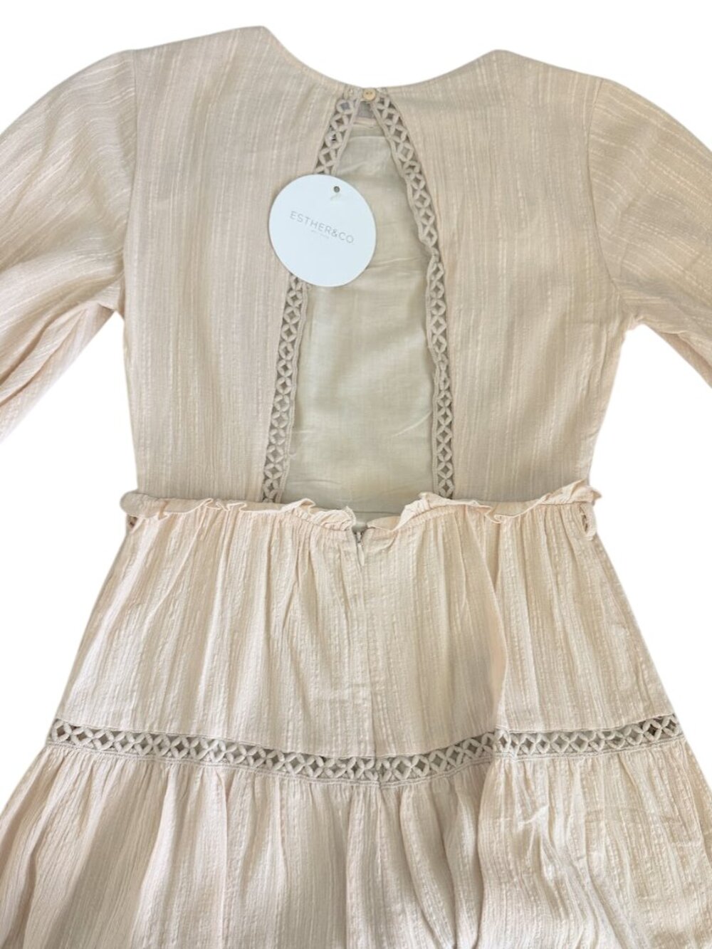 Esther & Co NWT Lace Tiered Mini Dress S Ivory Bridal Shower Boho - Picture 8 of 9